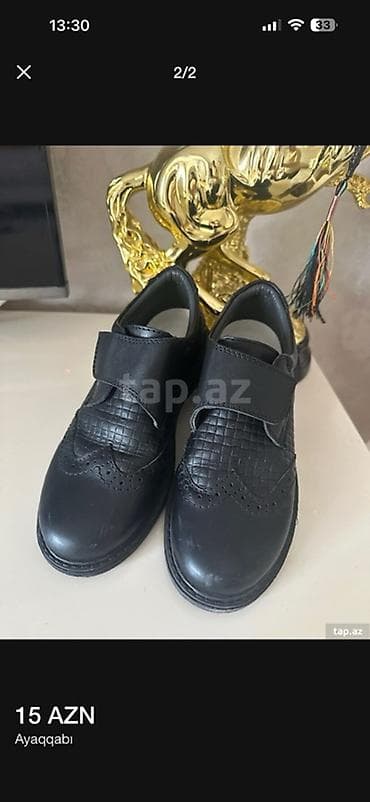 Məhsul: Uşaq üçün qara klassik ayaqqabı - Rəng: Qara - Model: Velcro — 2