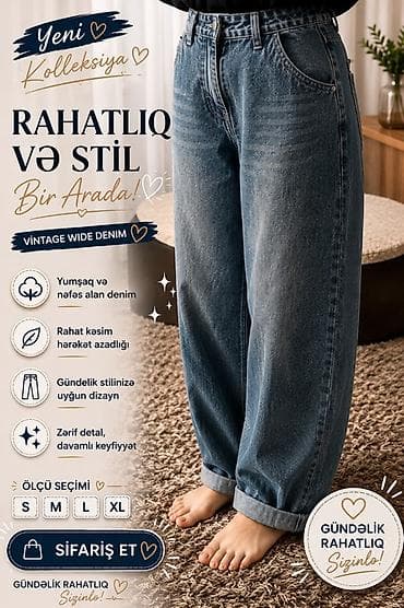 Cinslər: Məhsul: Vintage Wide Denim şalvar - Yeni kolleksiya - Rahatlıq və — 1