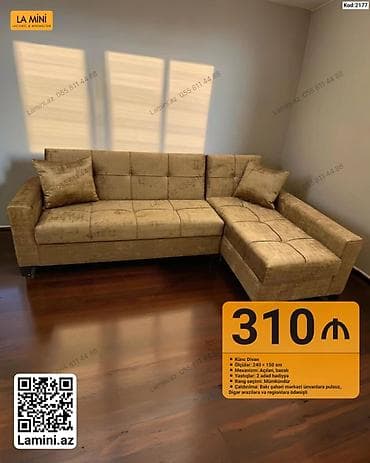 kreditle kunc divanlar: Künc Divan – La Mini - Ölçü: 240 × 150 sm - Mexanizm: açılan, bazalı — 1