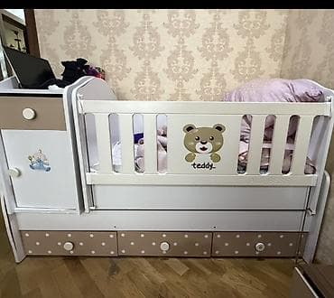 Uşaq mebeli: Uşaq beşiyi – çoxfunksiyalı kombi model - Rəng: ağ və bej tonlarında — 3
