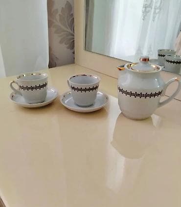 Çay dəsti, rəng - Ağ, Farfor, 2 nəfərlik, Almaniya