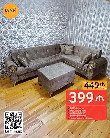 cay evi divan: Künc divan dəsti – La Mini - Ölçülər: 280 × 200 sm - Mexanizm — 1