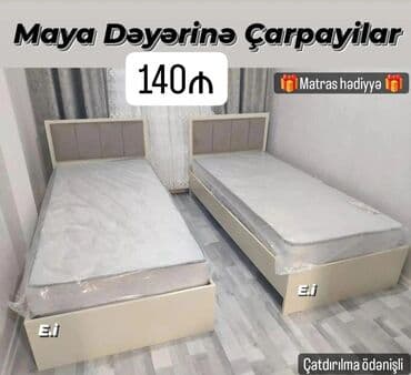 tek çarpayı: Təknəfərlik çarpayı, Bazasız, Matras ilə, Siyirməsiz — 1