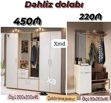 mini stol: Dəhliz dolabı – iki model 1) Böyük model - Ölçü: 200 x 200 x 45 sm - — 1