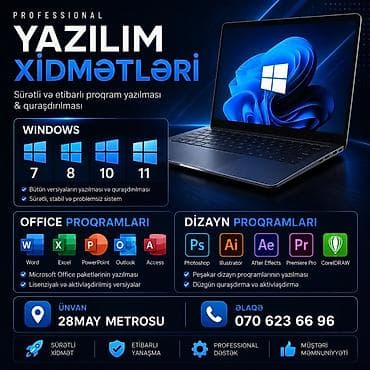 Professional proqram təminatı xidmətləri təqdim olunur. Kompüter və