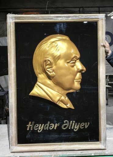 dəniz şəkilləri: Ulu öndər, Heydər Eliyev rölyef i 121x76 cm razmirinde Qara oristoklo — 1