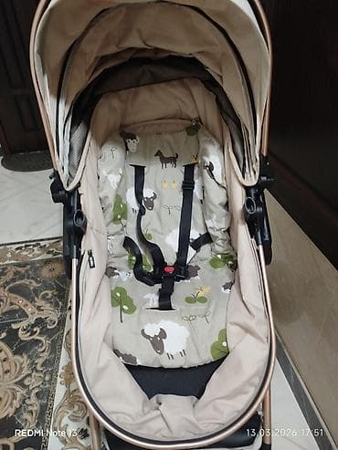 Коляски: Uşaq arabası – bej rəng, qızılı/qartal tərzində metal çərçivə və — 7