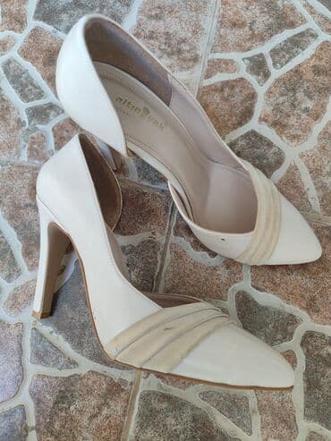 туфли с силиконовыми вставками: Туфли, Размер: 38, цвет - Бежевый, Б/у — 2