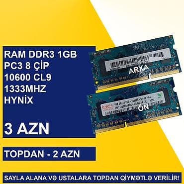 intel core i7: Notebook üçün Ramlar (DDR2/DDR3) SAYLA ALANA VƏ USTALARA TOPDAN — 3