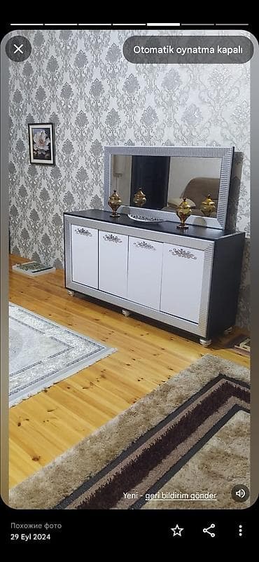 desti: Qonaq otağı üçün vitrinli mebel dəsti - Tərkib: 1 ədəd geniş konsol + — 1