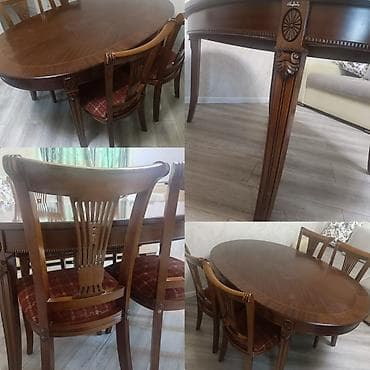 oturaca: Qonaq otağı üçün, İşlənmiş, Oval masa, 4 stul — 1