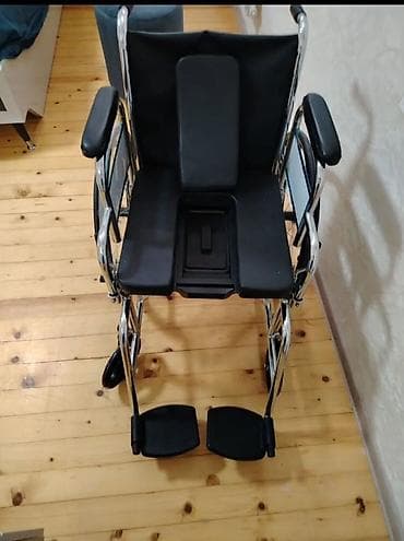 Инвалидные коляски: Tualet funksiyalı əlil arabası - Material: parlaq xrom örtüklü möhkəm — 3