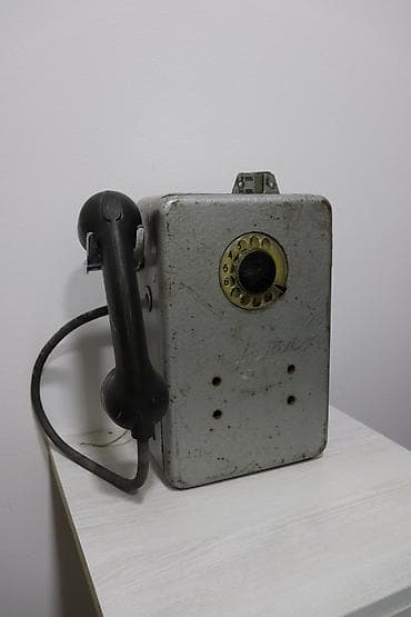 komp: Sənaye tipli vintaj divar telefonu (taksafon) - Mexaniki fırlanan — 1