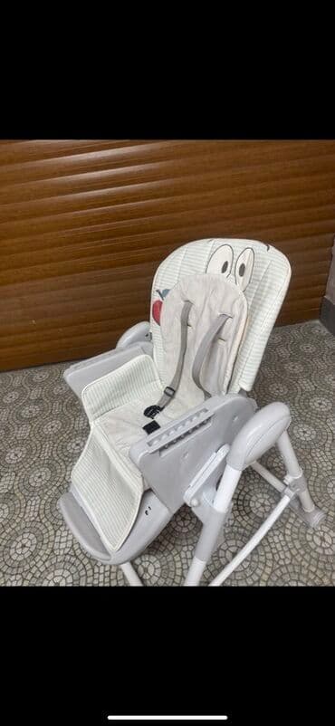 qidalandırmaq üçün uşaq stul yelləncək: Uşaq yemək stulu - Rəng: ağ-boz tonlarda - Yumşaq, naxışlı oturacaq — 9