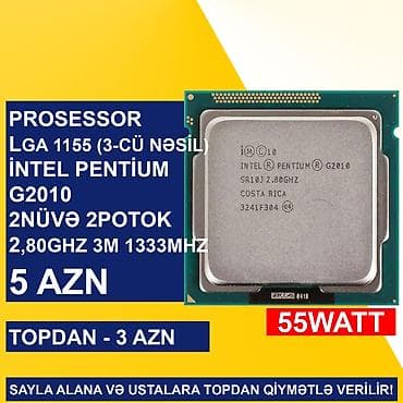 lga 1200: Prosessor Intel Pentium Prosessorlar “LGA 1155 (3cü nəsil) İntel Pentium”, 2 nüvə, İşlənmiş — 2