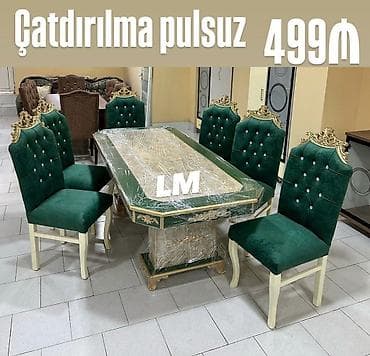 tabletka stullar: Qonaq otağı üçün, Yeni, Açılmayan, Dördbucaq masa, 6 stul — 1