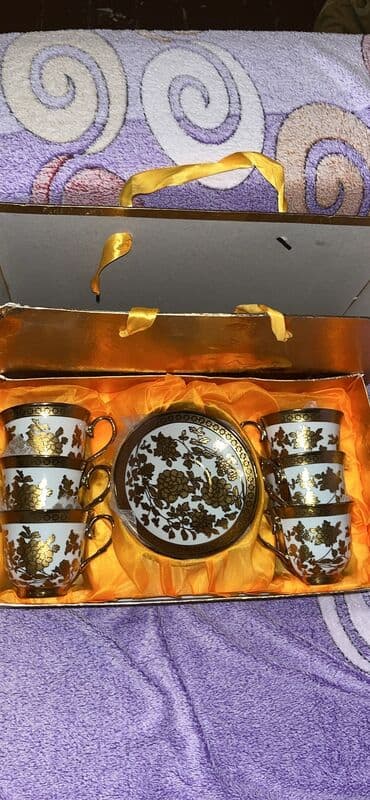 gence qab qacaq: Qəhvə dəsti, rəng - Qızılı — 1