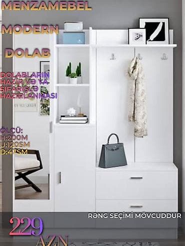 Düz dolab, Dəhliz üçün, Paltar üçün, Açılan, Korpuslu, 1 qapı