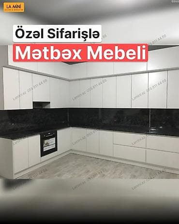 Özəl sifarişlə mətbəx mebeli – müasir, minimalist dizayn - L formalı — 1