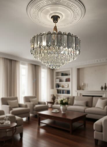 qenqebar lampalar: Çılçıraq, 10 və daha çox lampa, Xrustal — 1