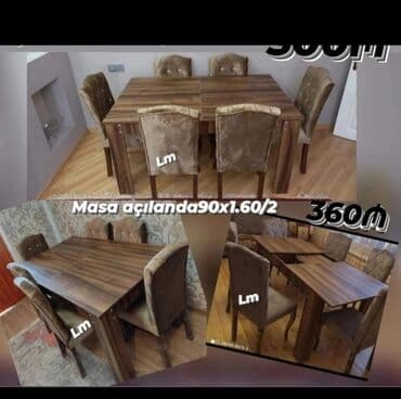 işlənmiş stol stul dəsti sumqayit: Qonaq otağı üçün, Yeni, Açılmayan, Dördbucaq masa, 6 stul — 7