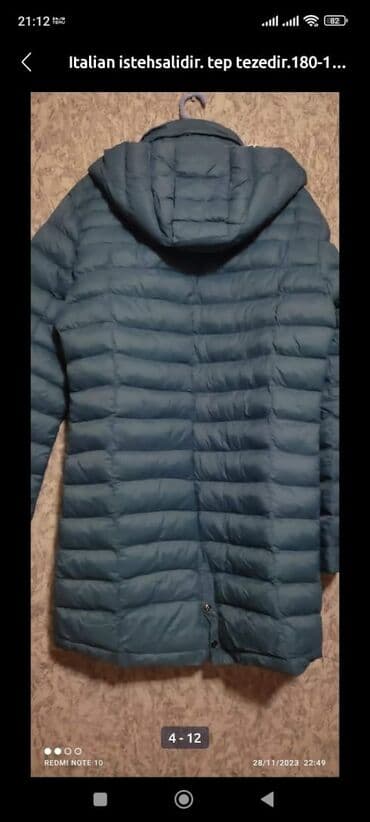 uzun kurtqa: Göylə mavi rənglərinin qarışığı çalarlı, uzun qollu unisex puffer — 2