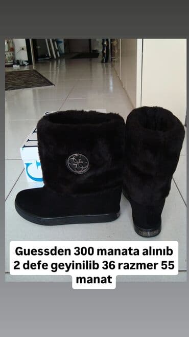 qiz ucun botlar: Guess, Ölçü: 36, rəng - Qara, Yeni — 1