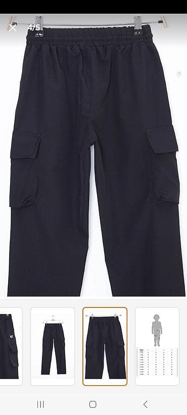 dini paltar: Qara rəngli kişi cargo şalvarı - Model: düz kəsim, cargo üslubu - — 5