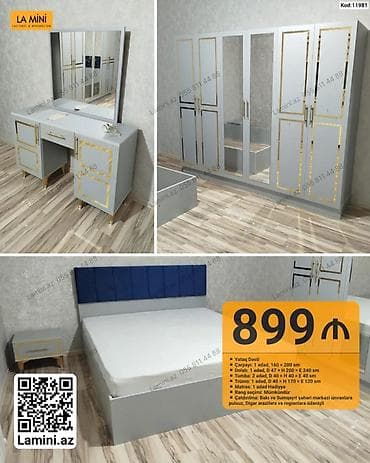 sap: LA MINI yataq dəsti Komplekt tərkibi: - Çarpayı: 1 ədəd, 160 × 200 — 1
