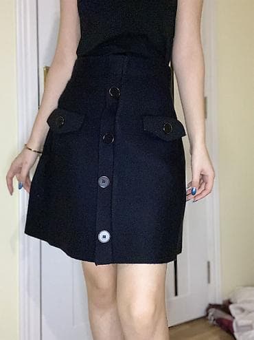 Plaşlar: Qadın ətəyi – qara, A-kəsim, yüksək belli, işlənməyib - Rəng: qara - — 3