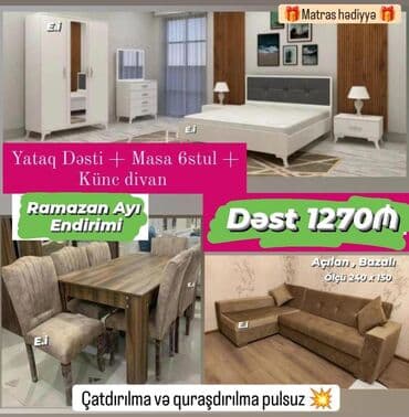 divan dəsdi: 2 təknəfərlik çarpayı, Tumba, 2 tumba, Komod, Türkiyə, Yeni — 9