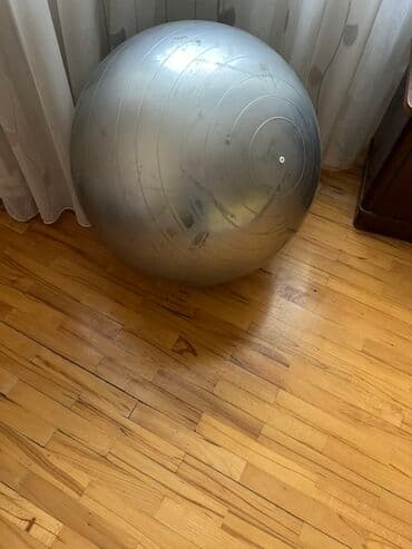basketbol topu: Gümüş rəngli fitness/yoqa topu - Material: qalın elastik PVC, dairəvi — 1