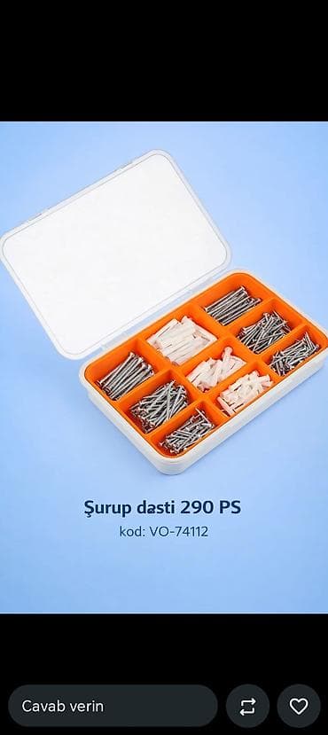 Şurup dəsti – 290 ədəd Kod: VO-74112 - Müxtəlif ölçülü metal şurublar