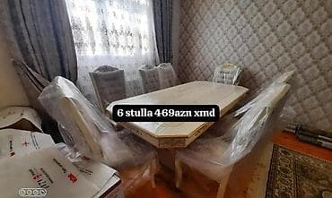 sdul: Yemək otağı üçün dəstlər 1) Klassik dizaynlı masa + 6 stul - Krem — 3