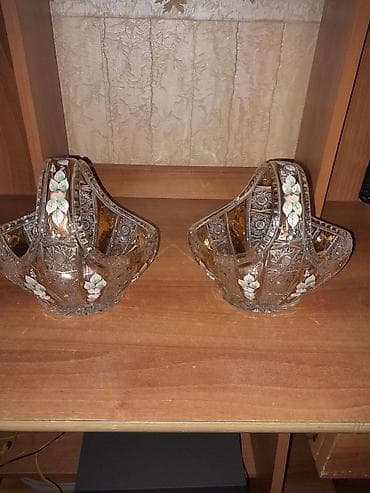 aksesuar qabi: Büllur dekorativ səbət dəsti – 2 ədəd - Material: qalın şüşə/büllur - — 1