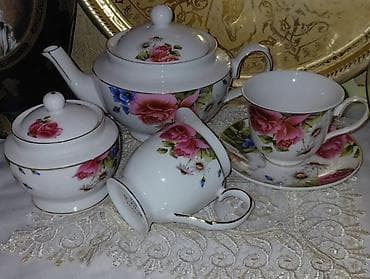 çay servisi: Çay dəsti, rəng - Ağ, Farfor, 1 nəfərlik — 1