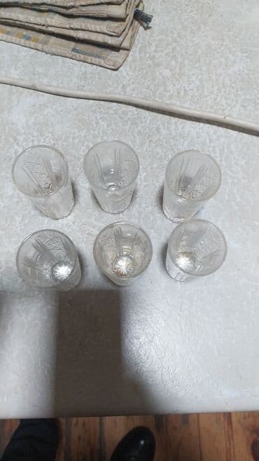 ağ balıq: Şüşə qablar dəsti - 6 ədəd naxışlı şüşə stəkan: klassik kəsim — 1