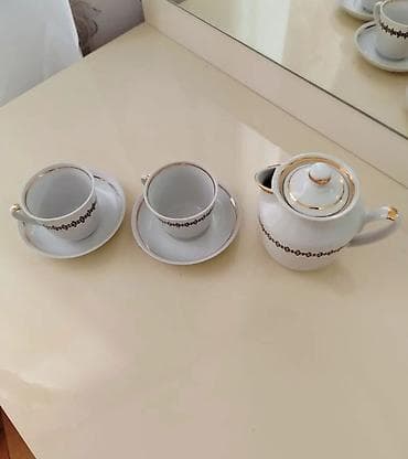 Çay dəsti, rəng - Ağ, Farfor, 2 nəfərlik, Almaniya — 1