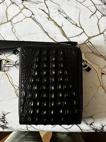 hard disk pc: Krokodil naxışlı çiyin çantası - Rəng: Qara - Material: Teksturalı — 2