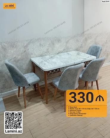 kohnə stul: Masa Dəsti – Kod: 3141/3140 - Komplekt: 1 ədəd masa + 4 ədəd stul - — 2