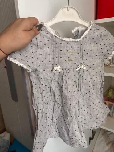 uşaqlar üçün toxunma köynəklər: Uşaq geyim dəsti - 1 ədəd qısaqoll, açıq boz rəngli paltar: xırda — 1