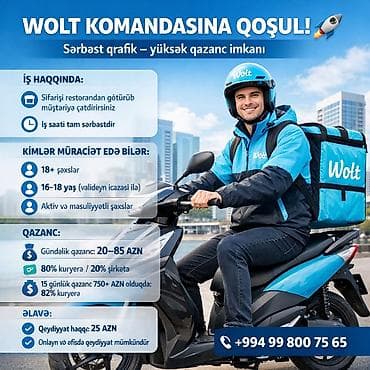 kuryer is: Sürücü-kuryer tələb olunur, Şəxsi nəqliyyat vasitəsi ilə, Gündəlik ödəniş, Təcrübəsiz — 1