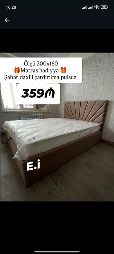 Məhsul: Yumşaq başlıqlı taxt (matraslı) - Ölçü: 200 x 160 sm -