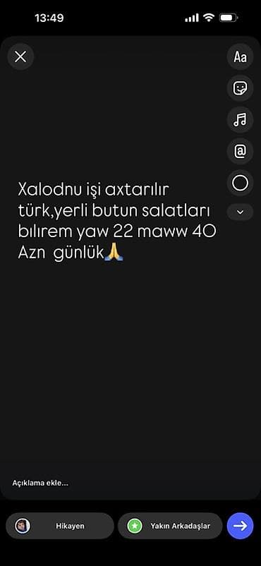 Otel, kafe, restoranlar: Xəmirxana/xaladjnı (salat hazırlığı) üzrə iş axtaran usta. Türk və — 1