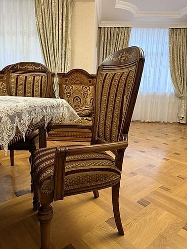 qonaq stol: Qonaq otağı üçün, Açılmayan, Dördbucaq masa, 8 stul — 2