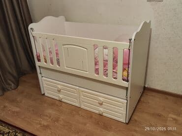 детская кроватка бу: Besik Satilir Oğlan və Qiz üçün. 3-4 yaşa kimi istifadə oluna bilər — 1