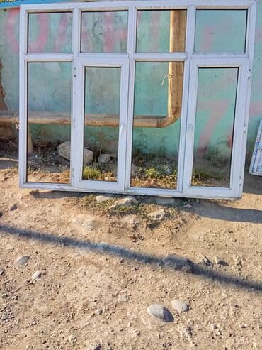 pvc pencere aparatları: İşlənmiş İkiqat şüşə paketi Plastik pəncərə, Еni: 180 sm, Uzunluğu: 180 sm — 2