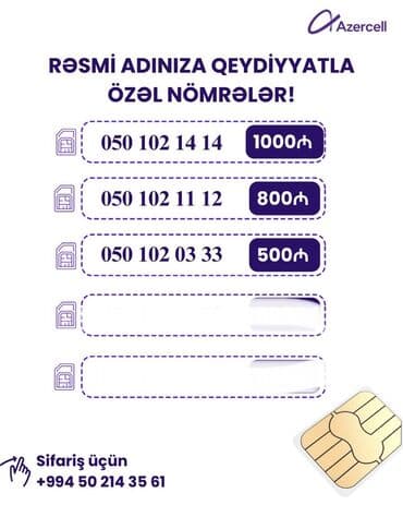 Xüsusi Azercell nömrələri – rəsmi adınıza rəsmiləşdirmə ilə. Təklif