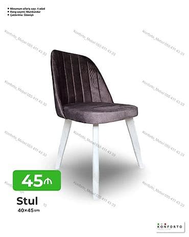 kohnə stul: Stul – 40×45 sm - Yumşaq, komfortlu oturacaq və bel hissəsi - Şaquli — 1