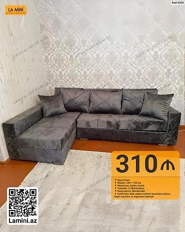 ofis divan: Künc Divan – Kod: 5326 - Ölçülər: 240 × 150 sm - Mexanizm: Açılan — 1